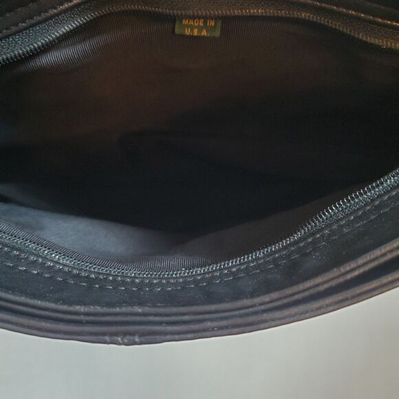 Vintage SAS Women Bag Black Leather 14" X 9" Adjustable Shoulder Crossbody Strap - Picture 6 of 14